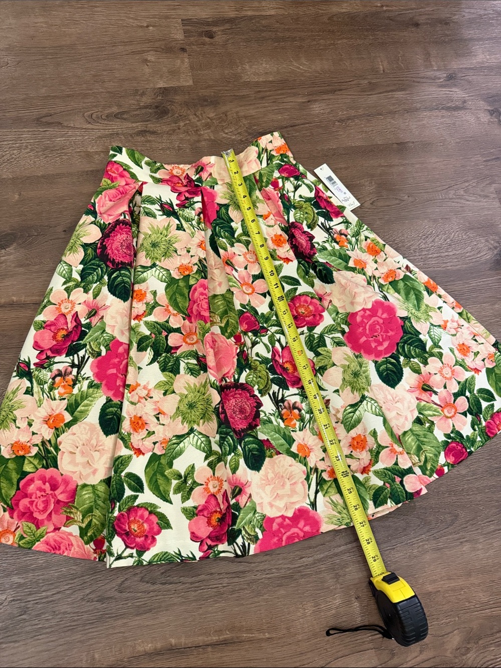 Floral A-Line Midi Skirt in Pink and Green NWT Size 6